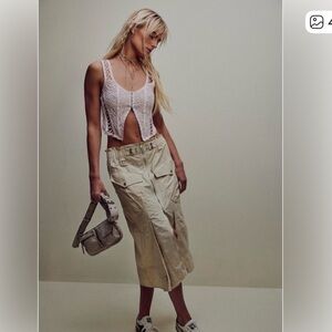 Free People Rory Techy Midi Skirt Women’s Small Packable Skirt Cargo Spring NWOT